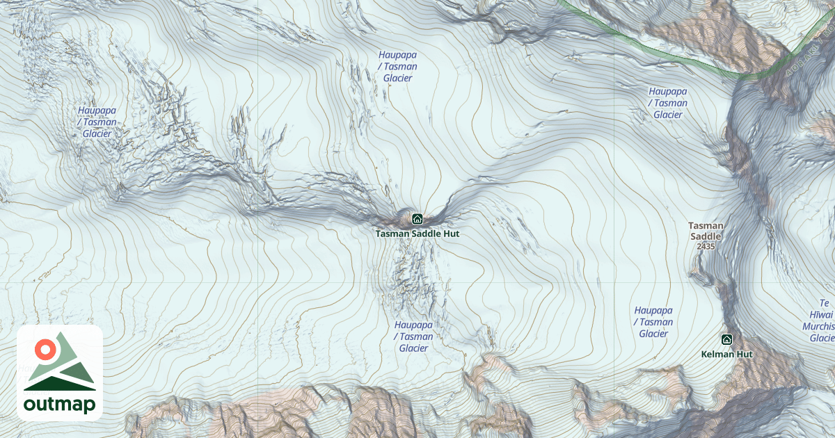 Map of Tasman Saddle Hut