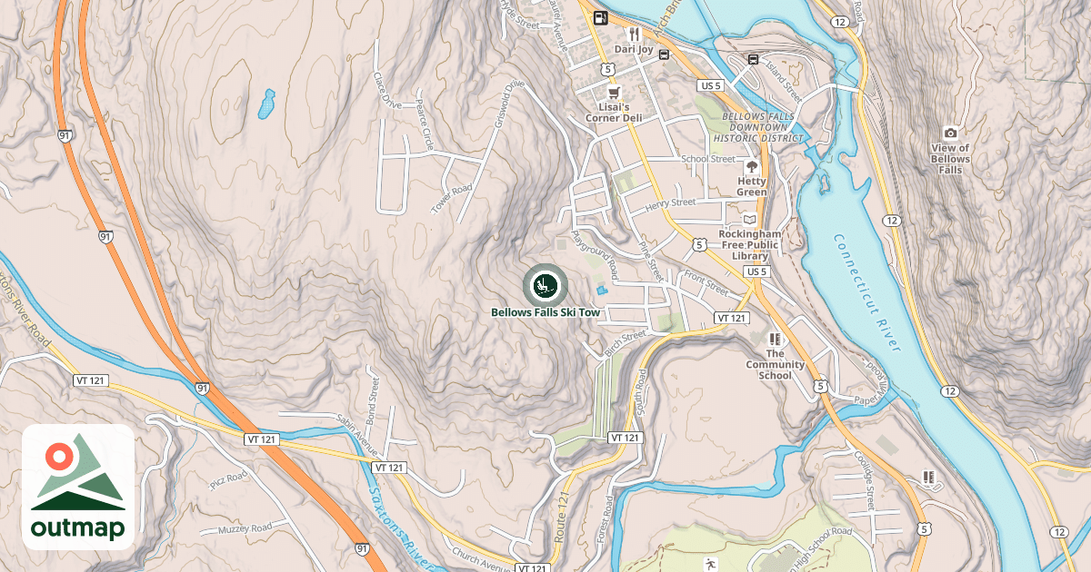 Map of Bellows Falls Ski Tow
