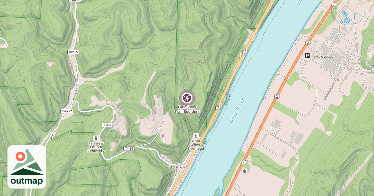 Map of Ohio View Trail Boulders
