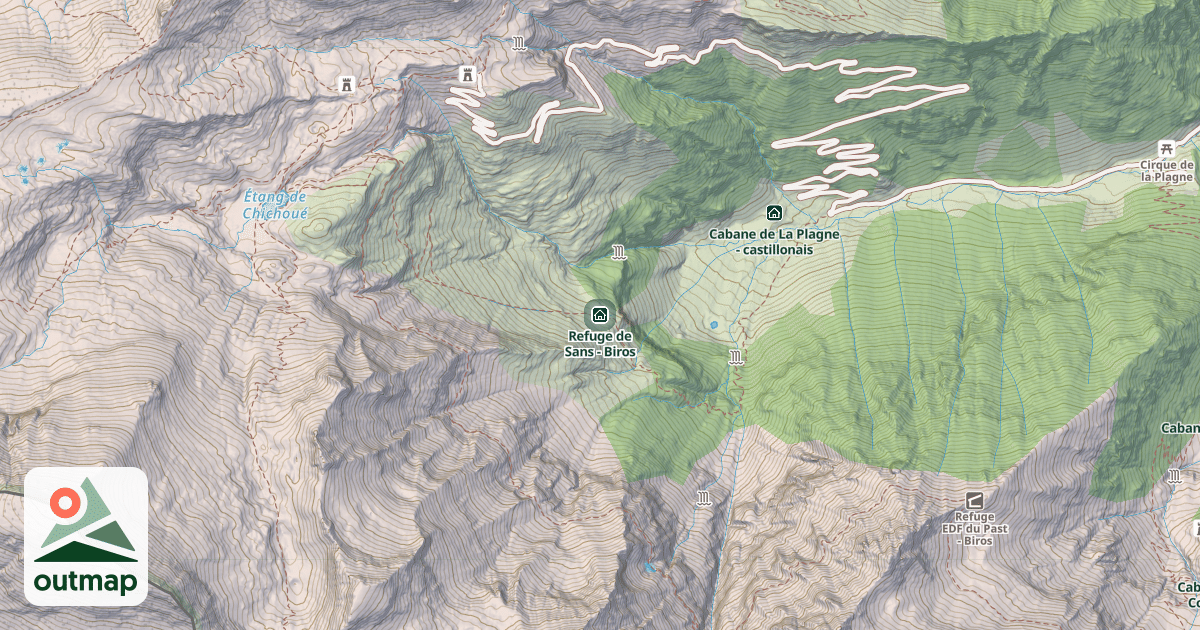 Map of Refuge de Sans - Biros