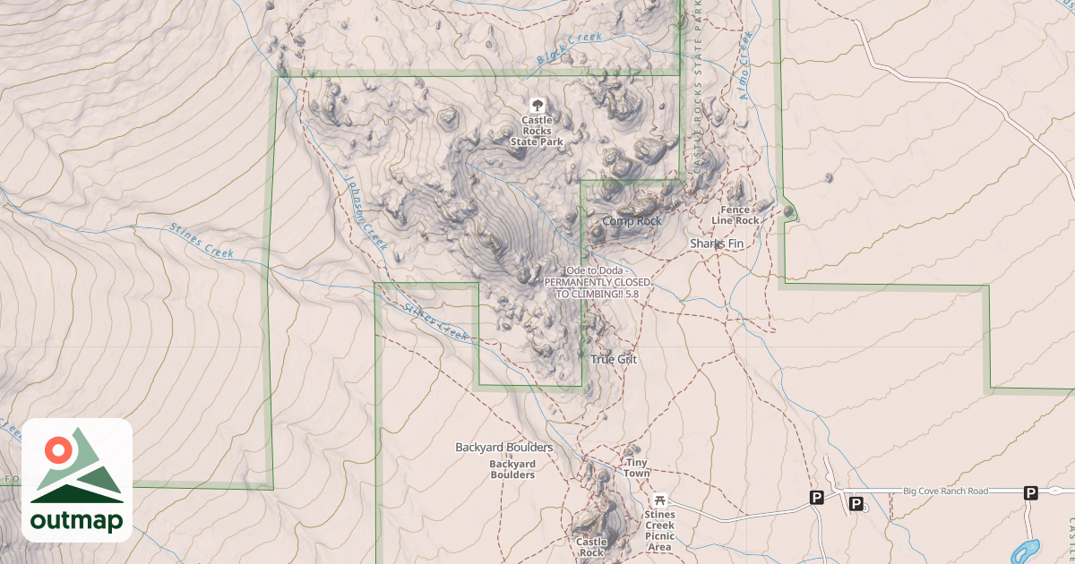Map of Ode to Doda - PERMANENTLY CLOSED TO CLIMBING!!