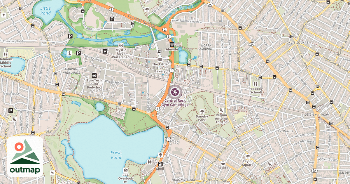 Map of Central Rock Gym Cambridge