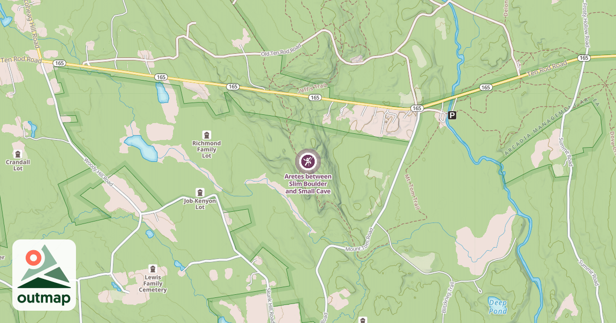 Map of Aretes between Slim Boulder and Small Cave