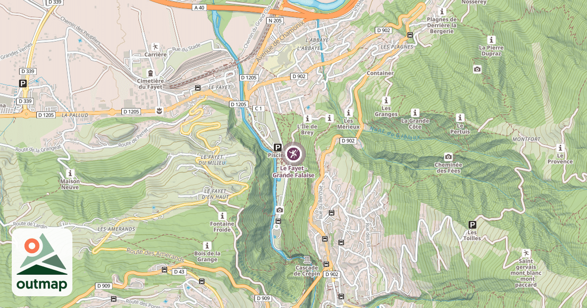 Map of Le Fayet - Grande Falaise