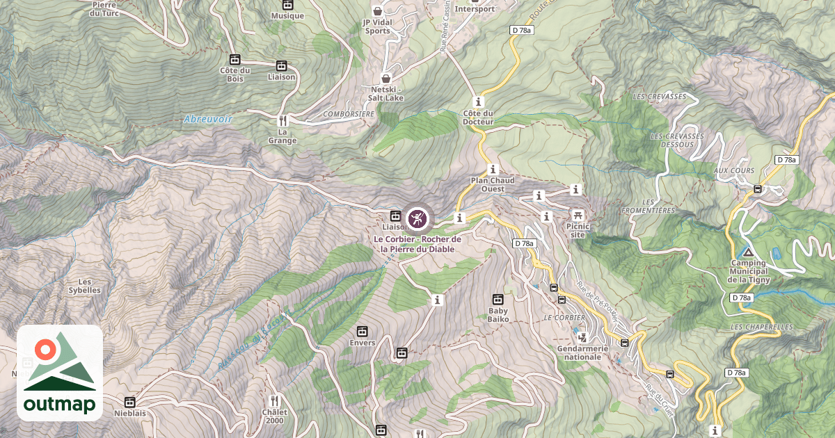 Map of Le Corbier - Rocher de la Pierre du Diable