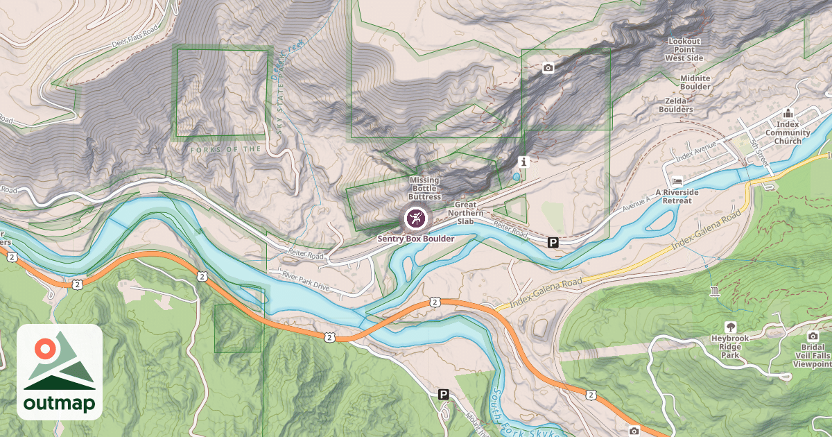 Map of Sentry Box Boulder