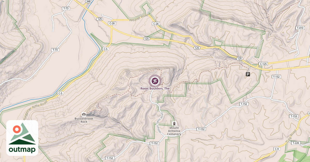 Map of Roost Boulders, The