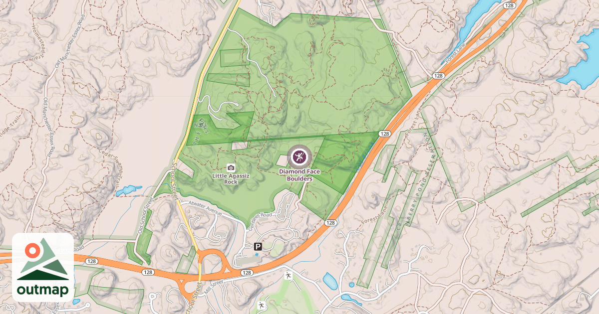 Map of Diamond Face Boulders