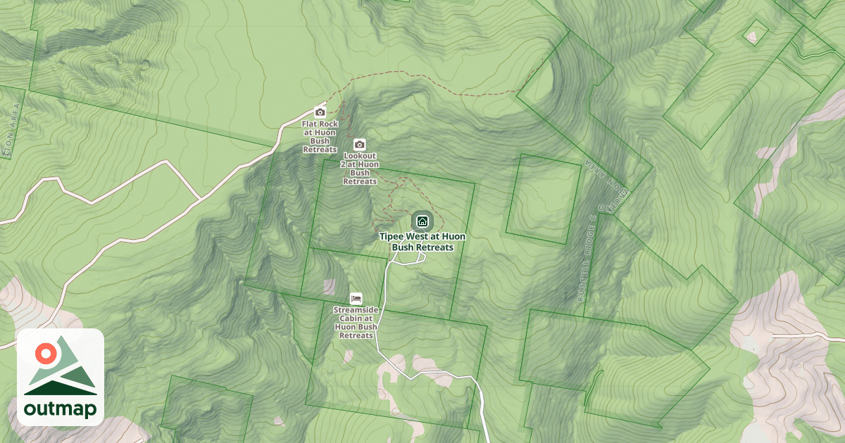 Map of Tipee West at Huon Bush Retreats