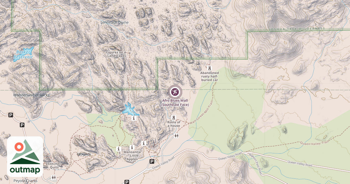 Map of Afro Blues Wall (Southeast Face)