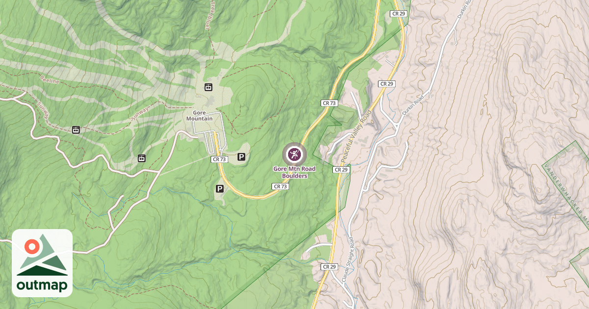 Map of Gore Mtn Road Boulders