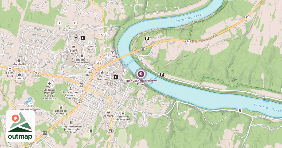 Map of Pillar  2 (Shepherdstown Pillar)