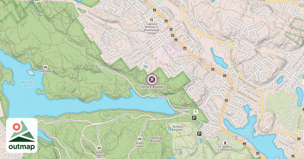 Map of Flatface Boulder