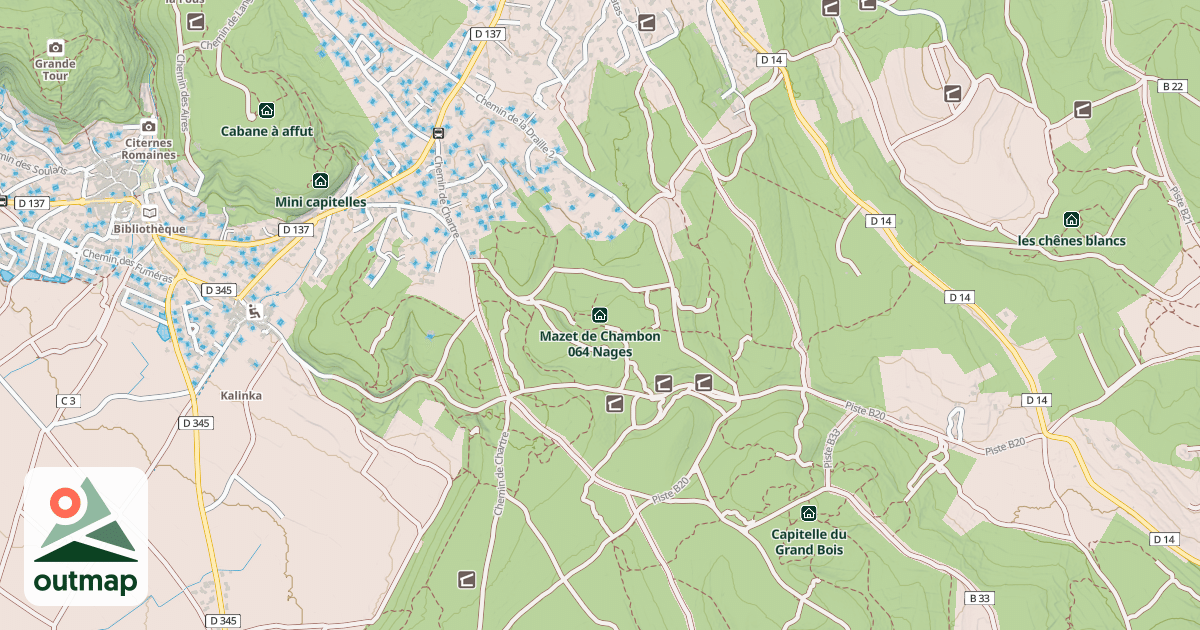 Map of Mazet de Chambon 064 Nages