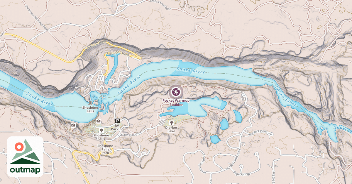 Map of Pocket Warmup Boulder
