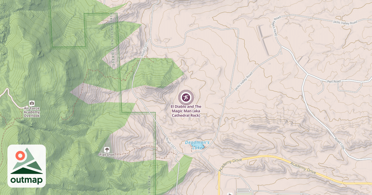 Map of El Diablo and The Magic Man (aka Cathedral Rock)