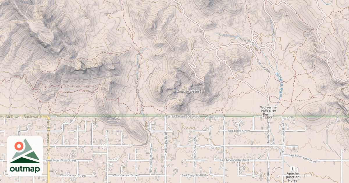 Map of Greevers' Arête