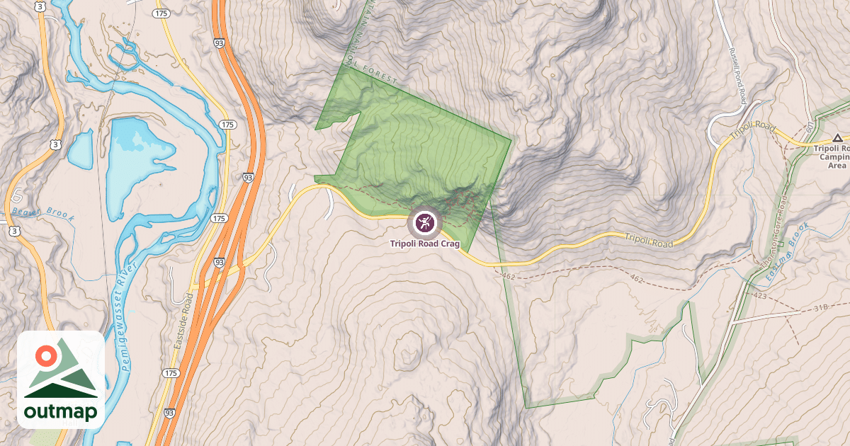 Map of Tripoli Road Crag