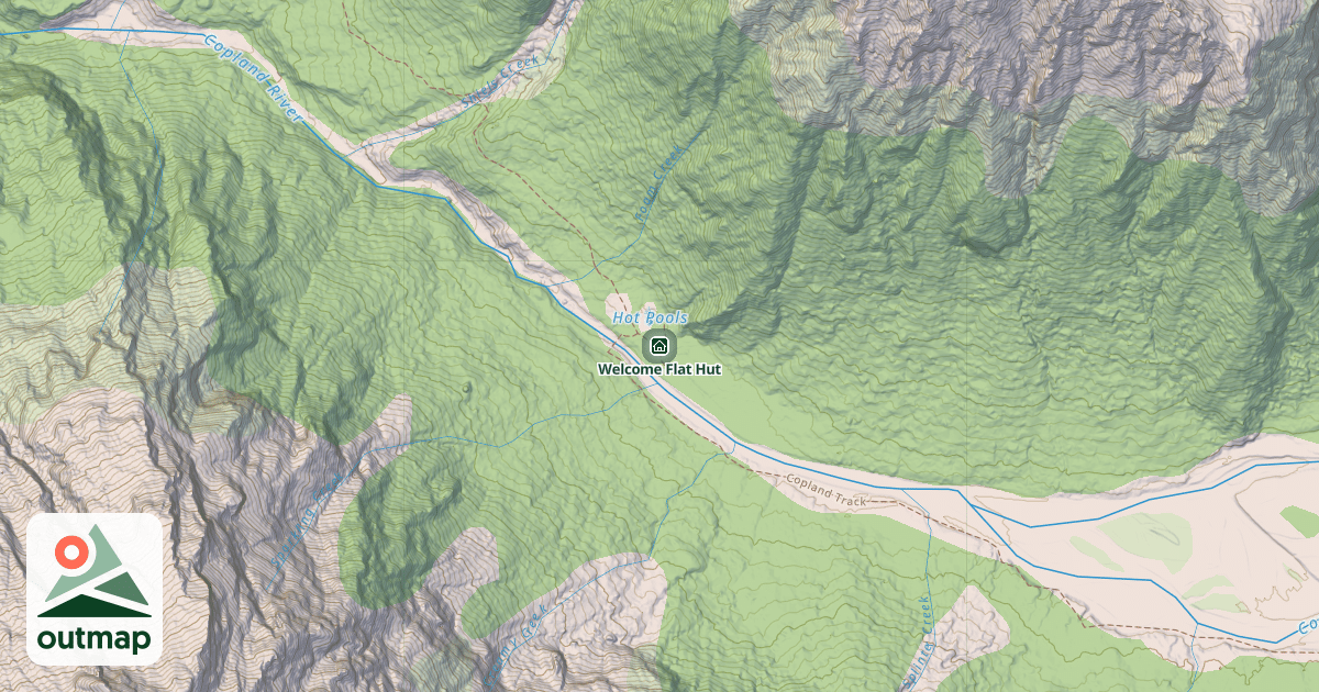 Map of Welcome Flat Hut