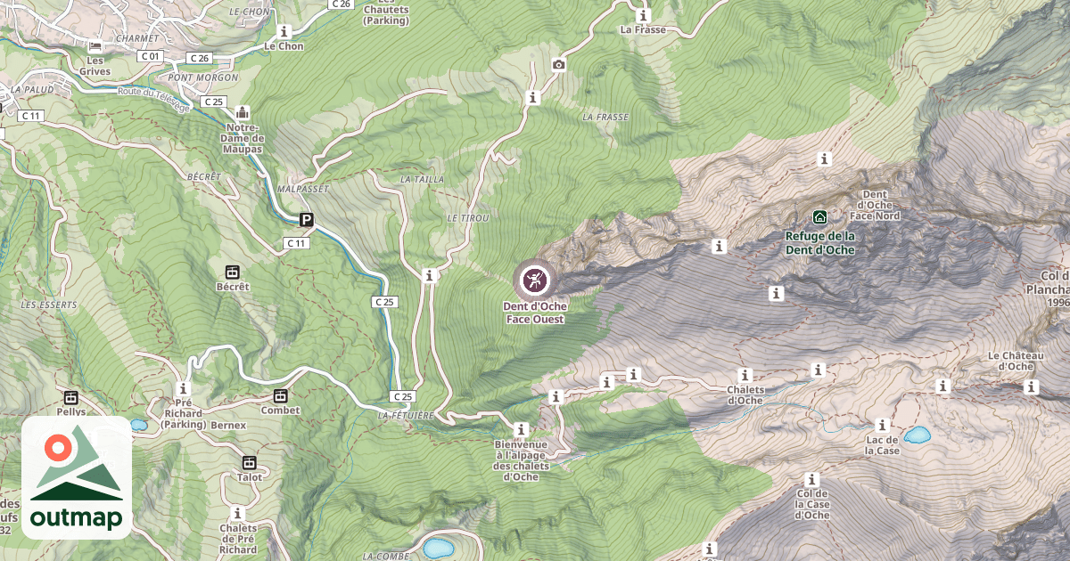 Map of Dent d'Oche Face Ouest