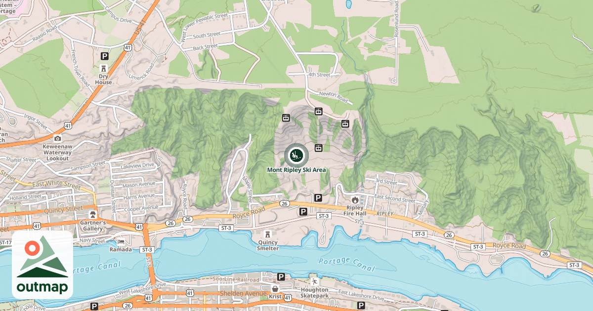 Map of Mont Ripley Ski Area