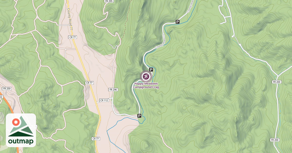 Map of Happy Meadows Campground Crag