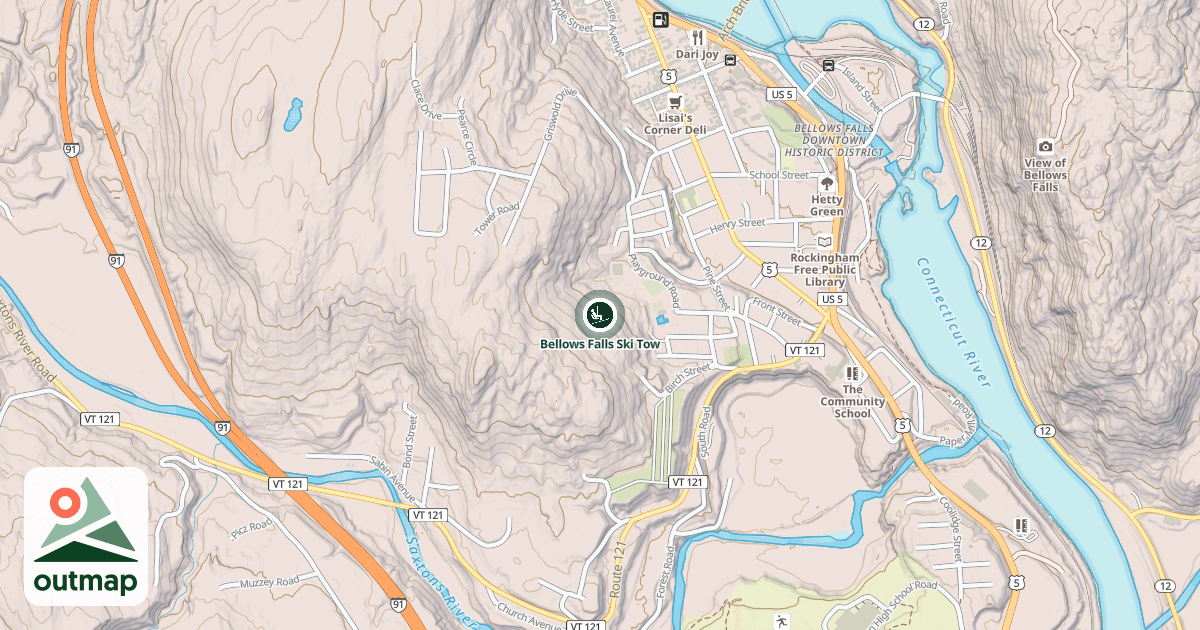 Map of Bellows Falls Ski Tow