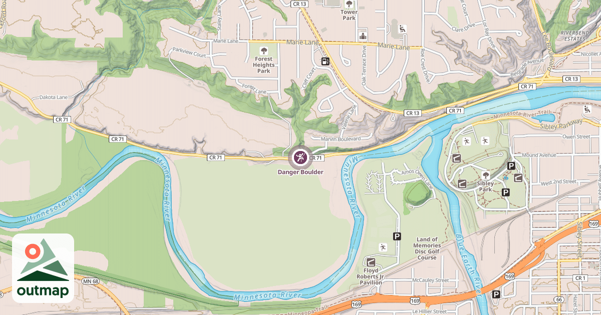 Map of Danger Boulder