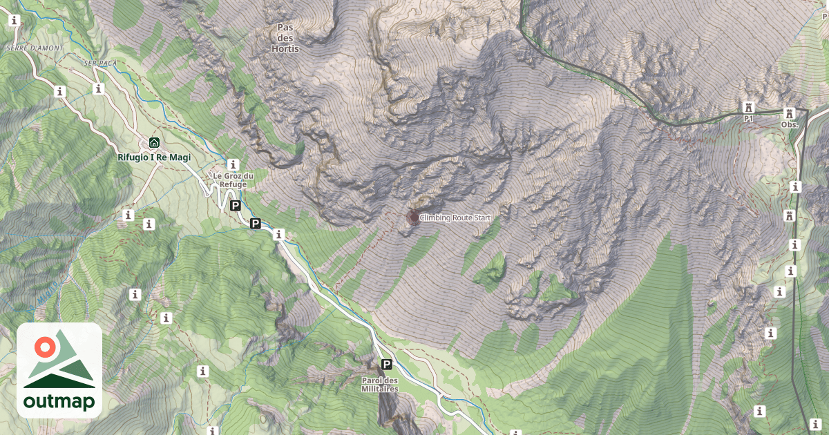 Map of Climbing Route Start