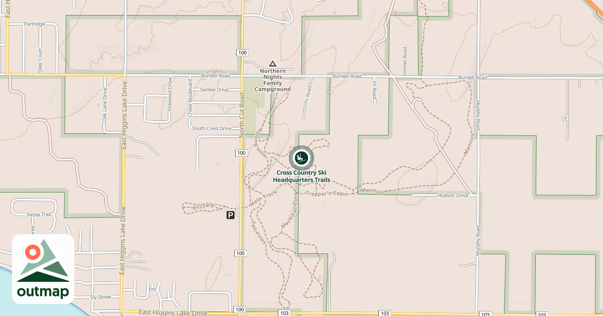 Map of Cross Country Ski Headquarters Trails