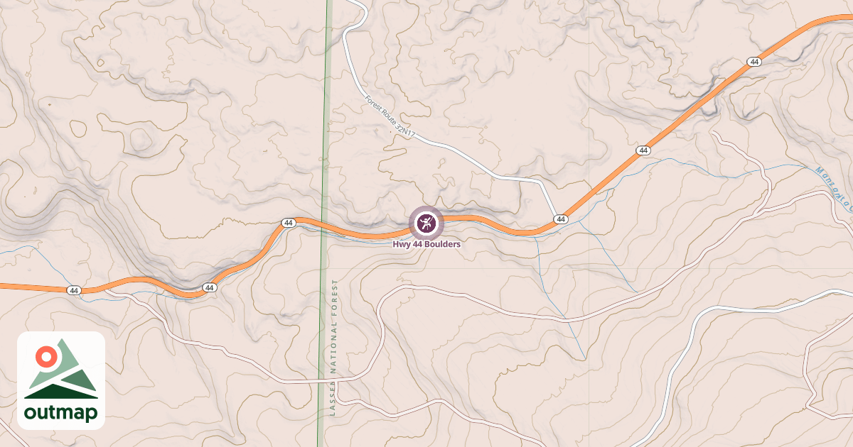Map of Hwy 44 Boulders