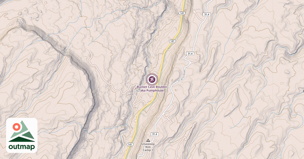 Map of Bucket Cave Boulder aka Pumphouse