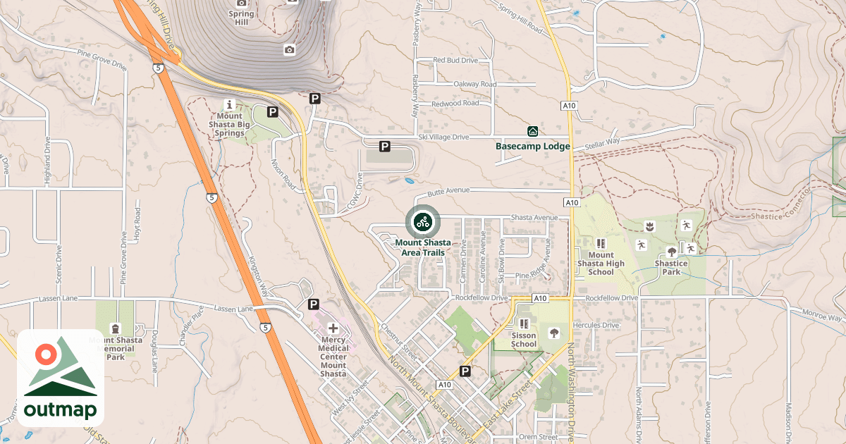 Map of Mount Shasta Area Trails