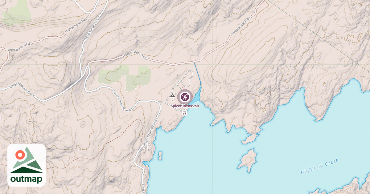 Map of Spicer Reservoir