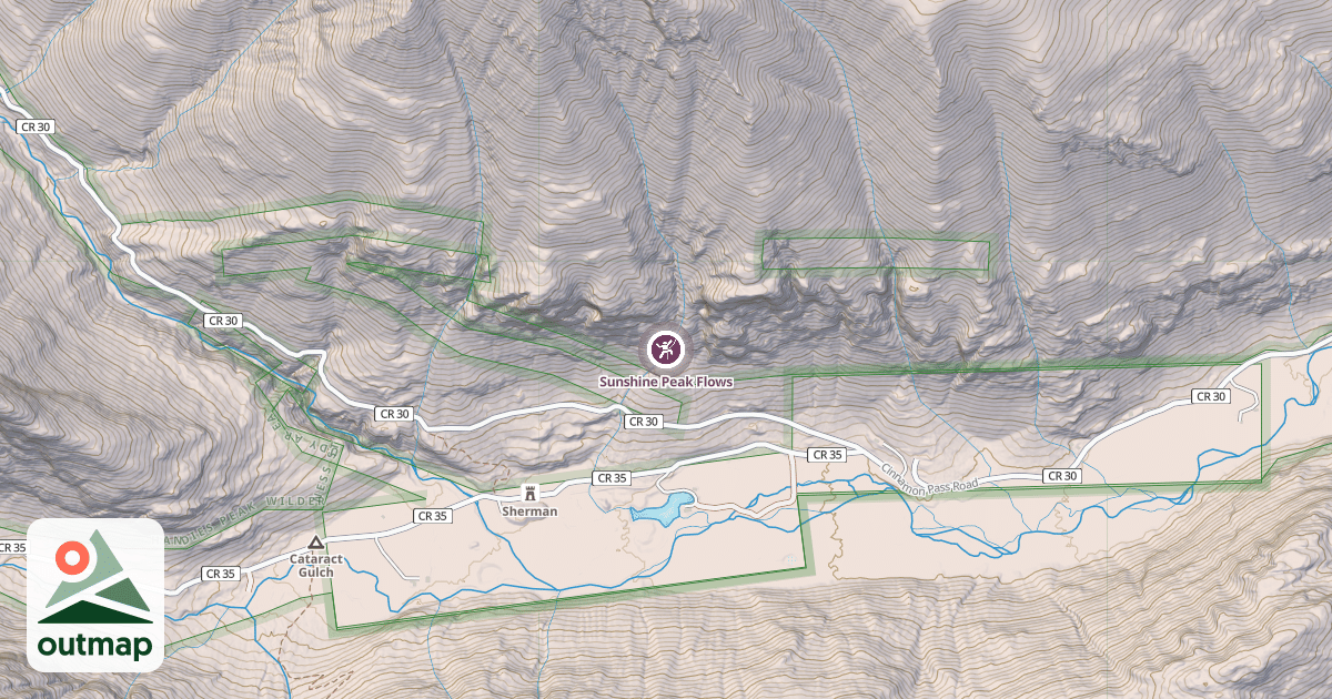 Map of Sunshine Peak Flows