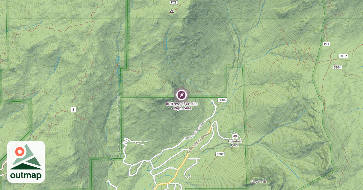 Map of Buttress of Cracks - Right Side