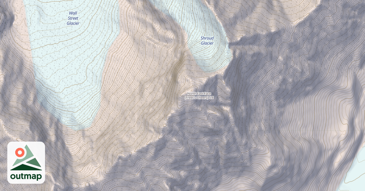 Map of North East Face (Freer's Cheers)