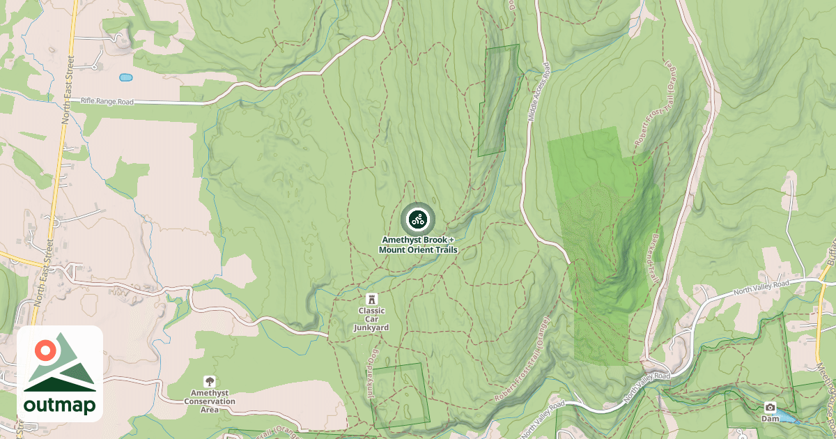 Map of Amethyst Brook + Mount Orient Trails