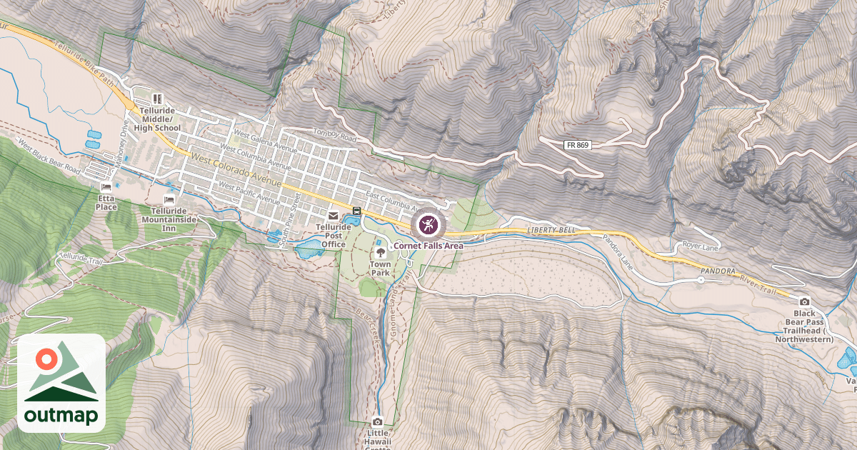 Map of Cornet Falls Area