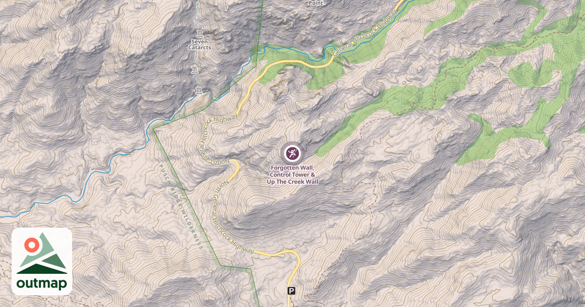 Map of Forgotten Wall, Control Tower & Up The Creek Wall