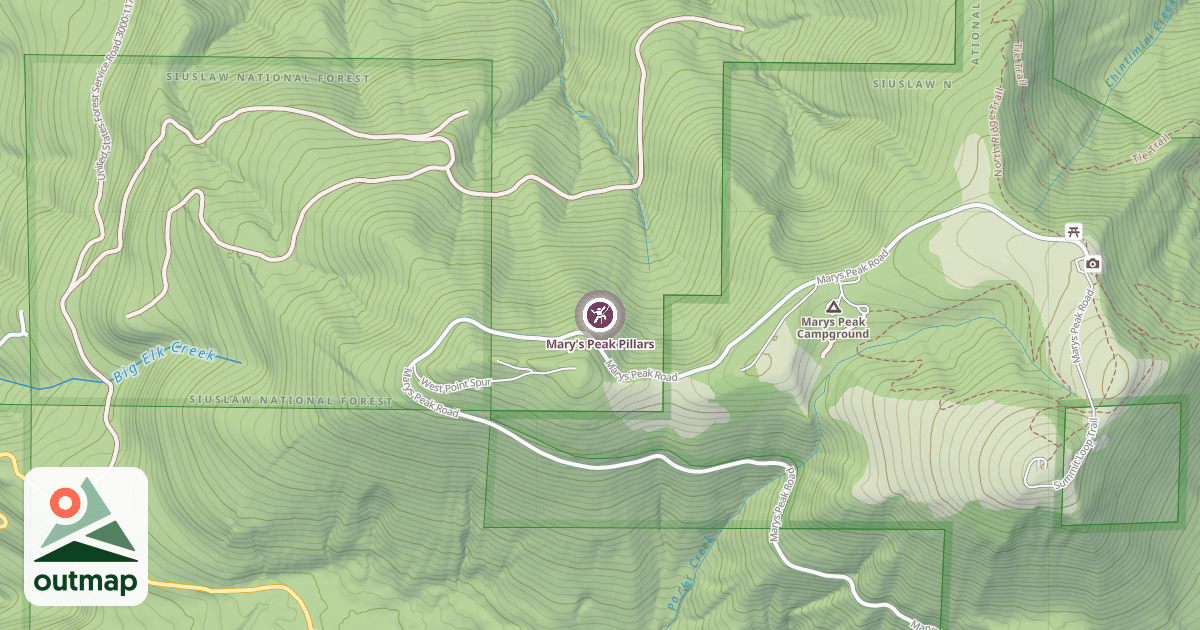 Map of Mary's Peak Pillars
