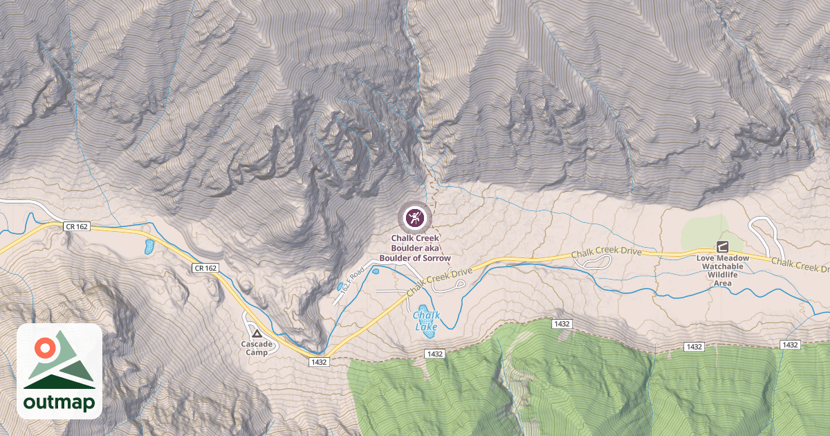 Map of Chalk Creek Boulder aka Boulder of Sorrow
