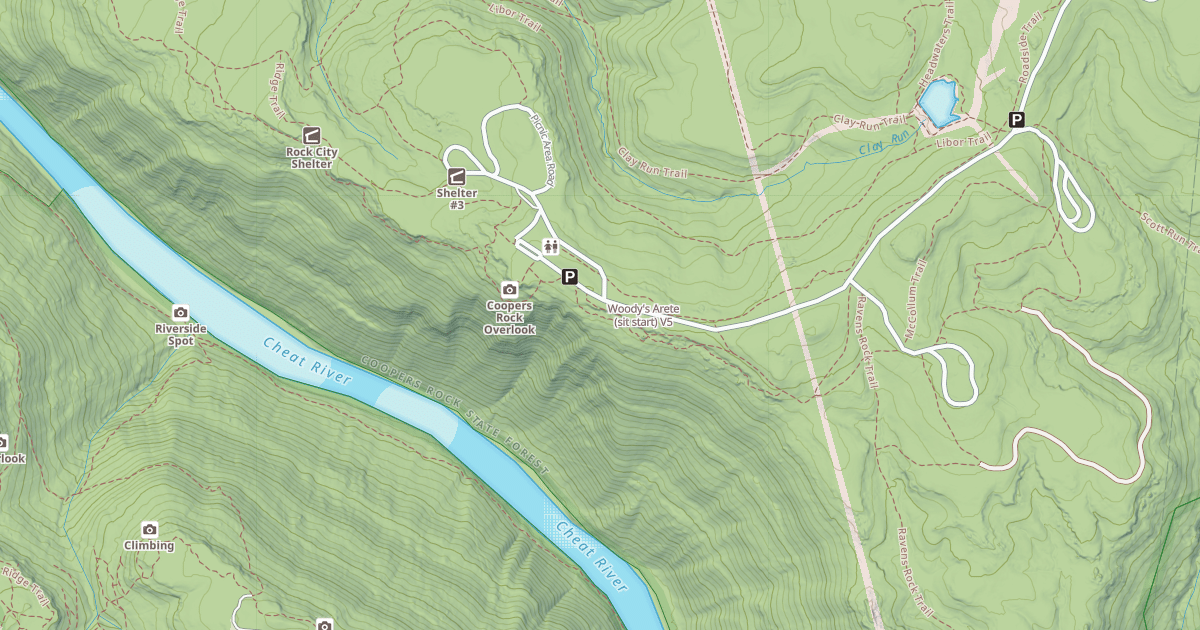 Map preview of Woody's Arete (sit start)