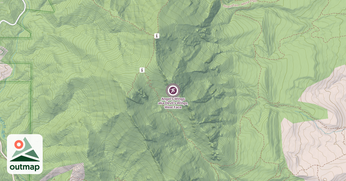 Map of Angel's Wings aka Devil's Wings, West Face