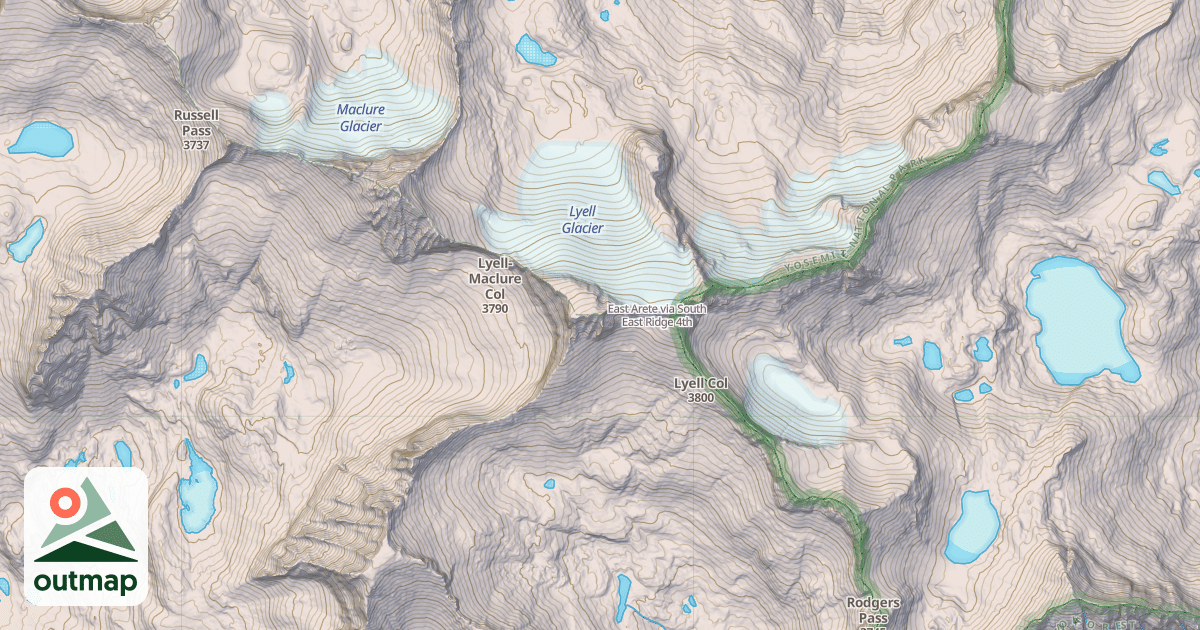 Map of East Arete via South East Ridge