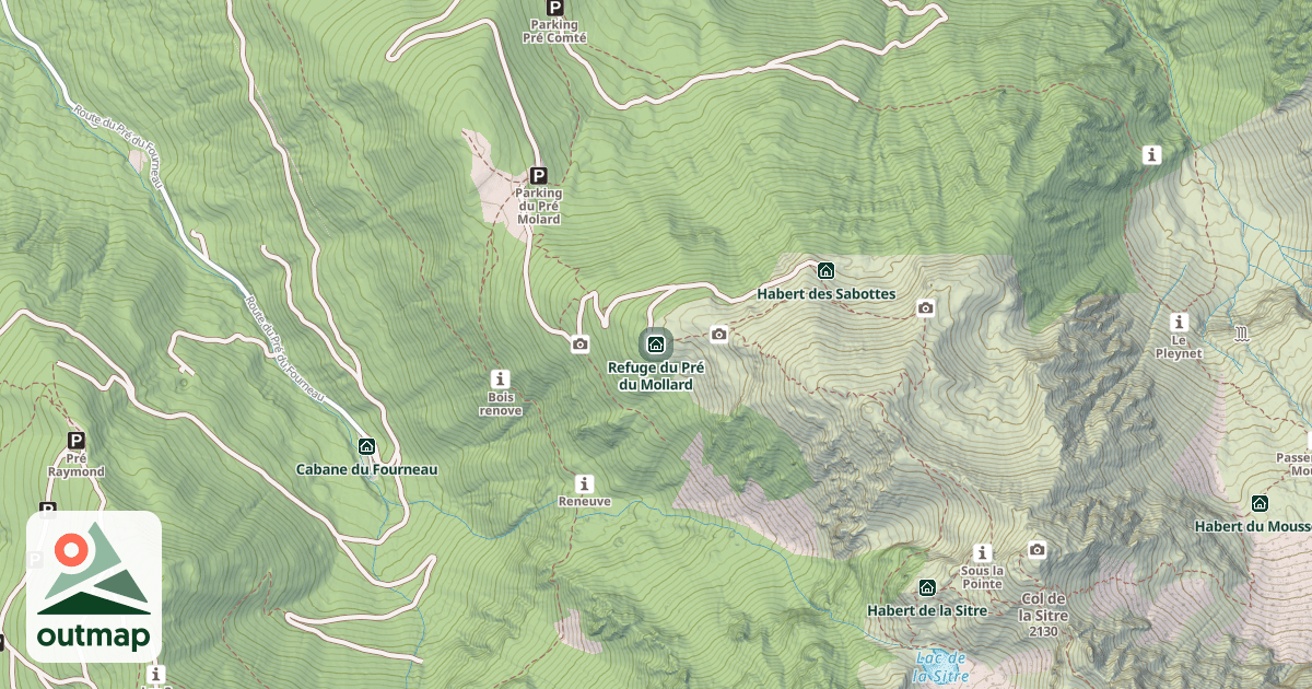 Map of Refuge du Pré du Mollard
