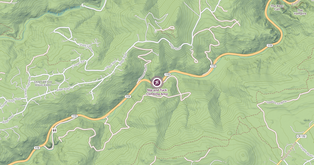 Map preview of Nip and Tuck Climbing Area