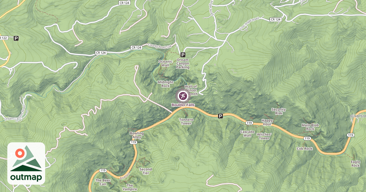 Map of Boulder Falls