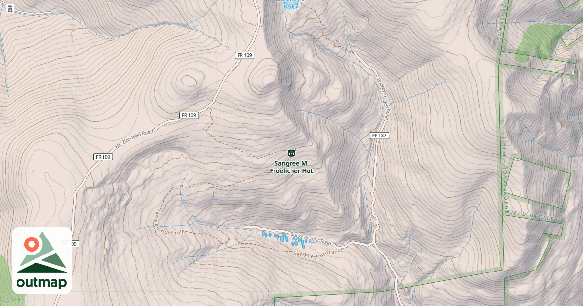Map of Sangree M. Froelicher Hut