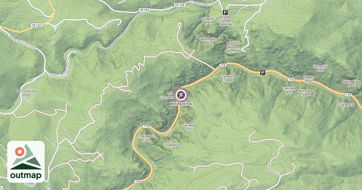 Map of Bell Buttress